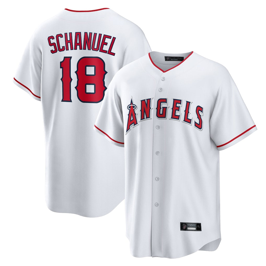 Ndoa LA.Angels #18 Nolan Schanuel Player White Home Game Stitched Jerseys