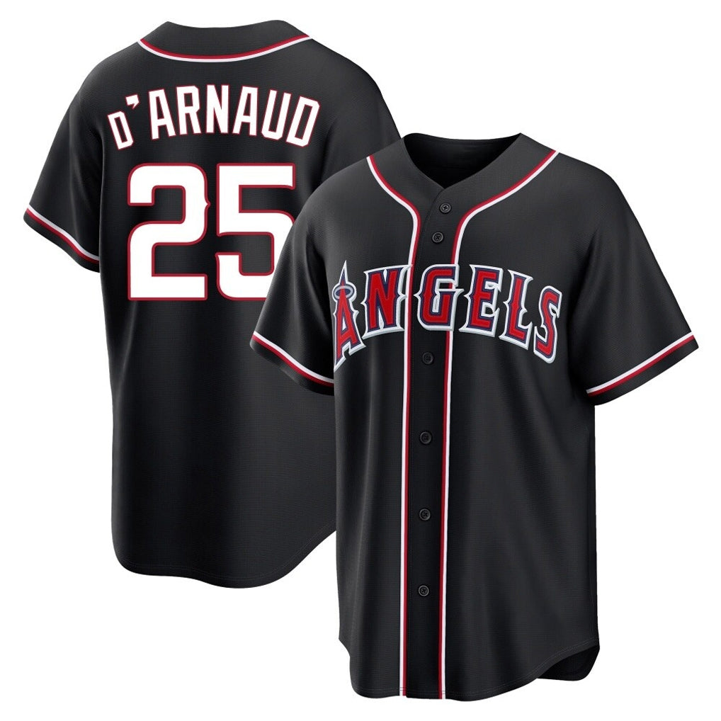 Ndoa LA.Angels #25 Travis d'Arnaud Player Black Fashion Out Home Game Stitched Jerseys