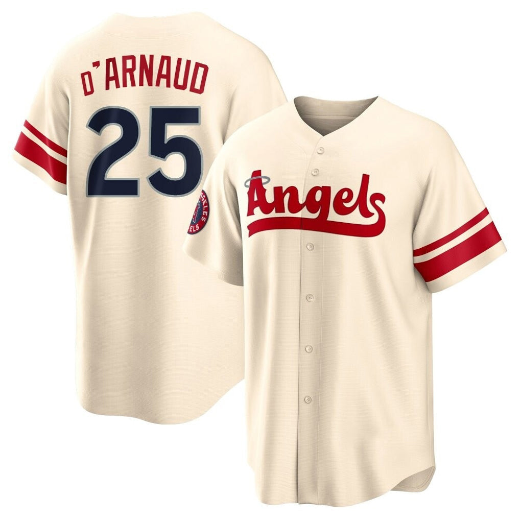 Ndoa LA.Angels #25 Travis d'Arnaud Player Cream City Connect Home Stitched Jerseys