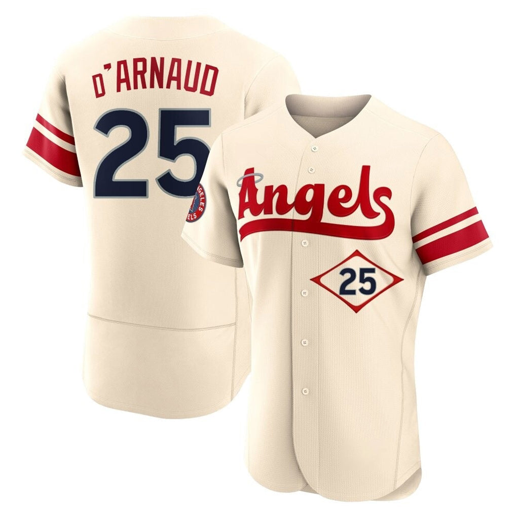 Ndoa LA.Angels #25 Travis d'Arnaud Player Cream City Connect Limited ELite Home Stitched Jerseys