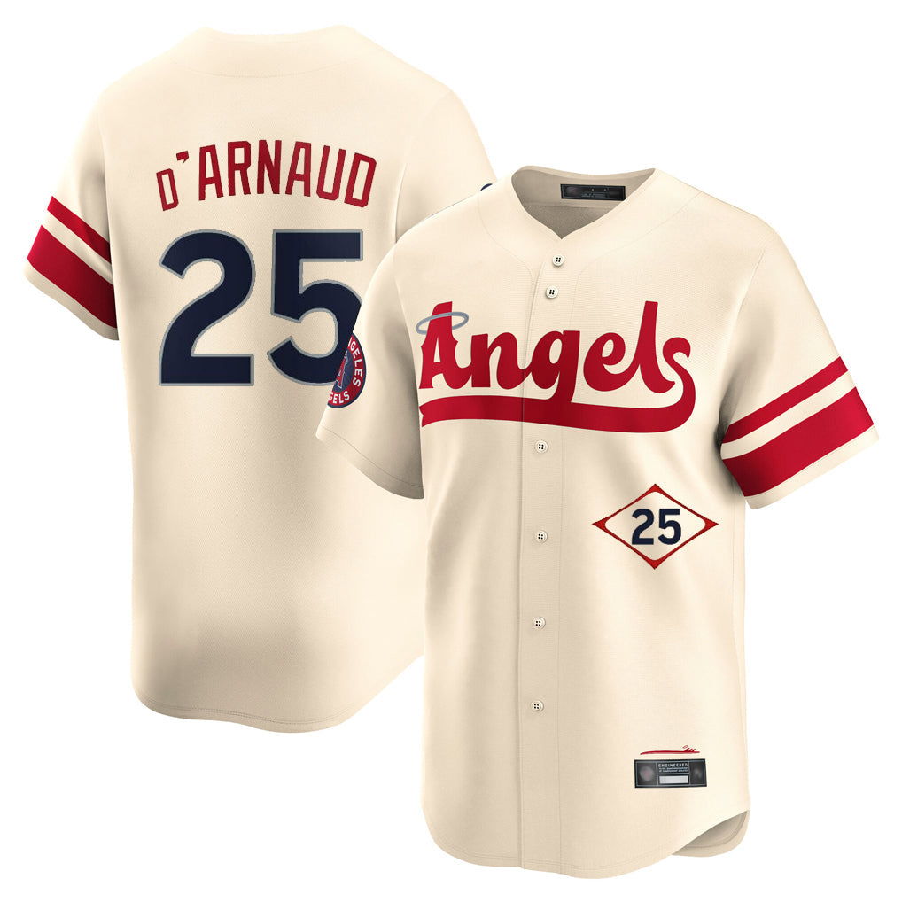 Ndoa LA.Angels #25 Travis d'Arnaud Player Cream City Connect Limited Home Stitched Jerseys