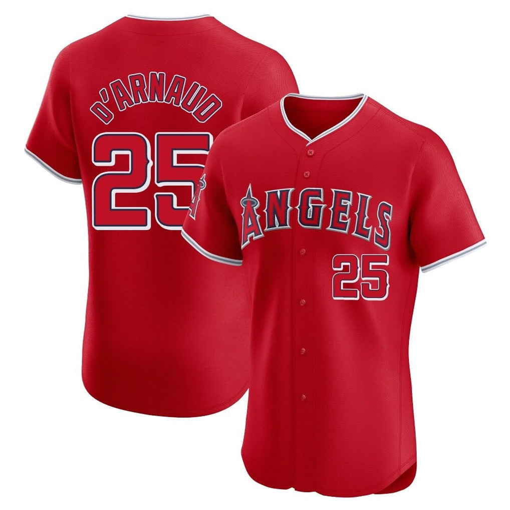 Ndoa LA.Angels #25 Travis d'Arnaud Player Red Home Limited Elite Stitched Jerseys