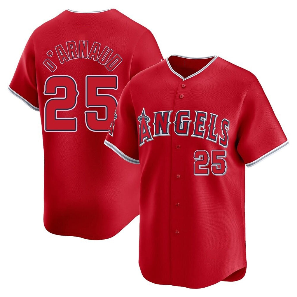 Ndoa LA.Angels #25 Travis d'Arnaud Player Red Home Limited Stitched Jerseys