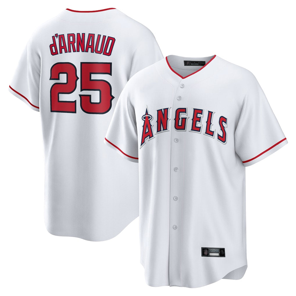 Ndoa LA.Angels #25 Travis d'Arnaud Player White Home Game Stitched Jerseys