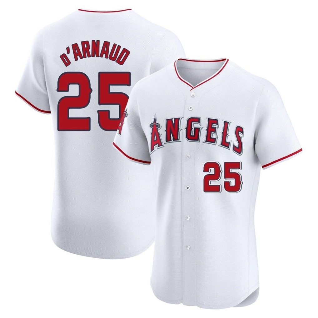 Ndoa LA.Angels #25 Travis d'Arnaud Player White Limited Elite Stitched Home Jerseys