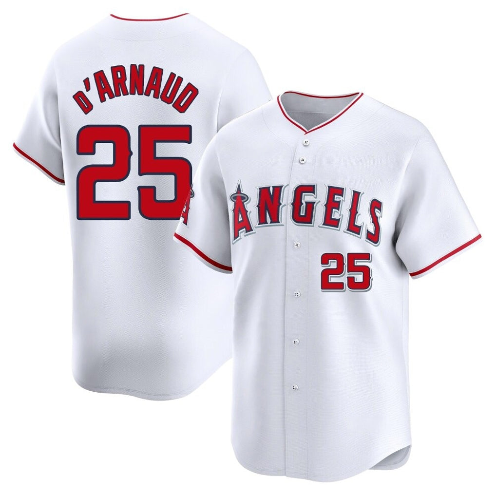 Ndoa LA.Angels #25 Travis d'Arnaud Player White Limited Home Stitched Jerseys