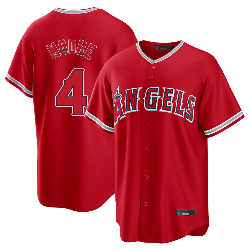 Ndoa LA.Angels #4 Christian Moore Player Red Home Game Stitched Jerseys