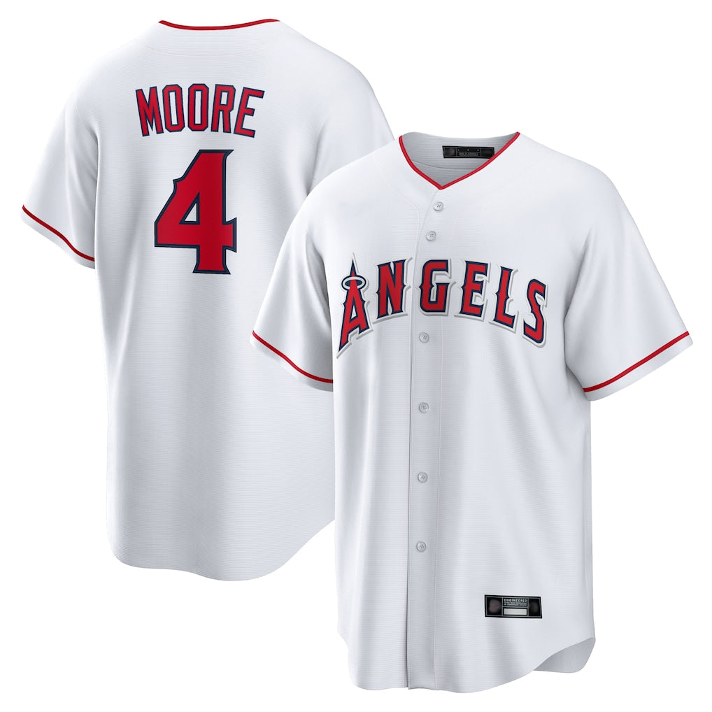 Ndoa LA.Angels #4 Christian Moore Player White Home Game Stitched Jerseys