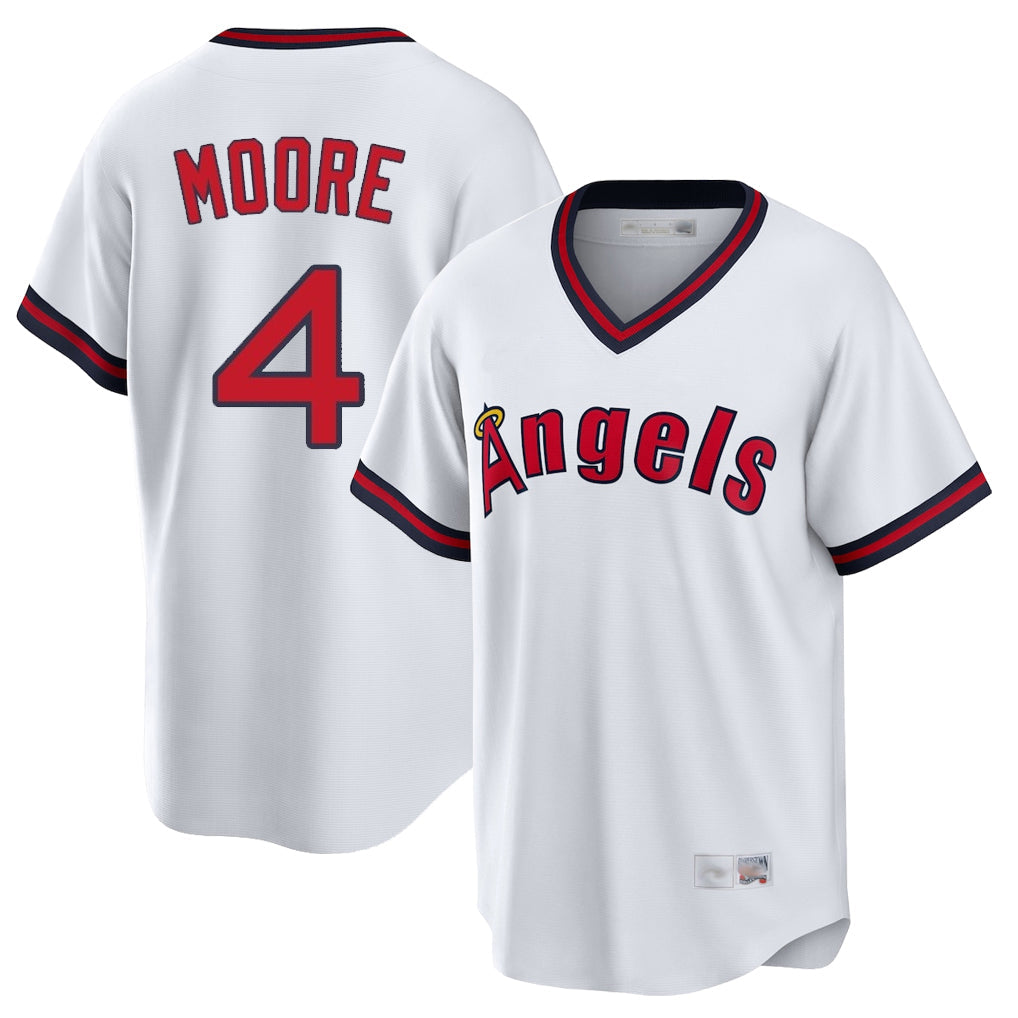 Ndoa LA.Angels #4 Christian Moore Player White T-shirt Home Game Stitched Jerseys