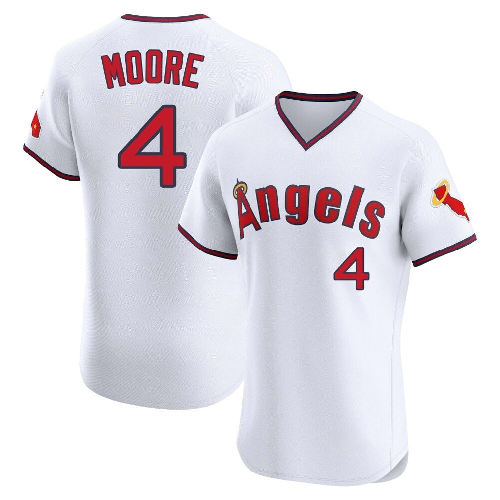 Ndoa LA.Angels #4 Christian Moore Player White T-shirt Home Limited Elite Stitched Jerseys