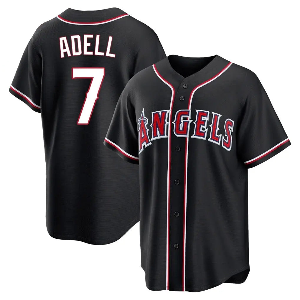 Ndoa LA.Angels #7 Jo Adell Player Black Fashion Out Home Game Stitched Jerseys