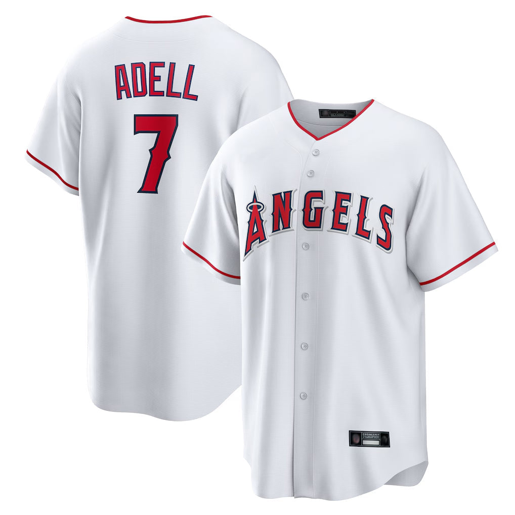 Ndoa LA.Angels #7 Jo Adell Player White Home Game Stitched Jerseys