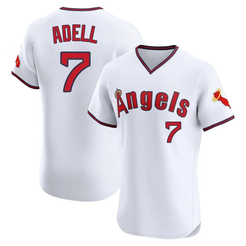 Ndoa LA.Angels #7 Jo Adell Player White T-shirt Home Limited Elite Stitched Jerseys