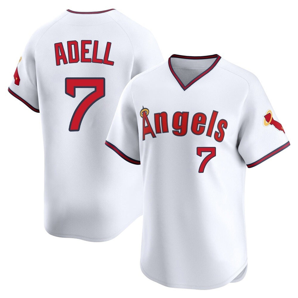 Ndoa LA.Angels #7 Jo Adell Player White T-shirt Home Limited Stitched Jerseys
