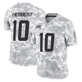 Ndoa LA.Chargers #10 Justin Herbert Player Arctic Camo Salute To Service Limited Game Stitched Jerseys