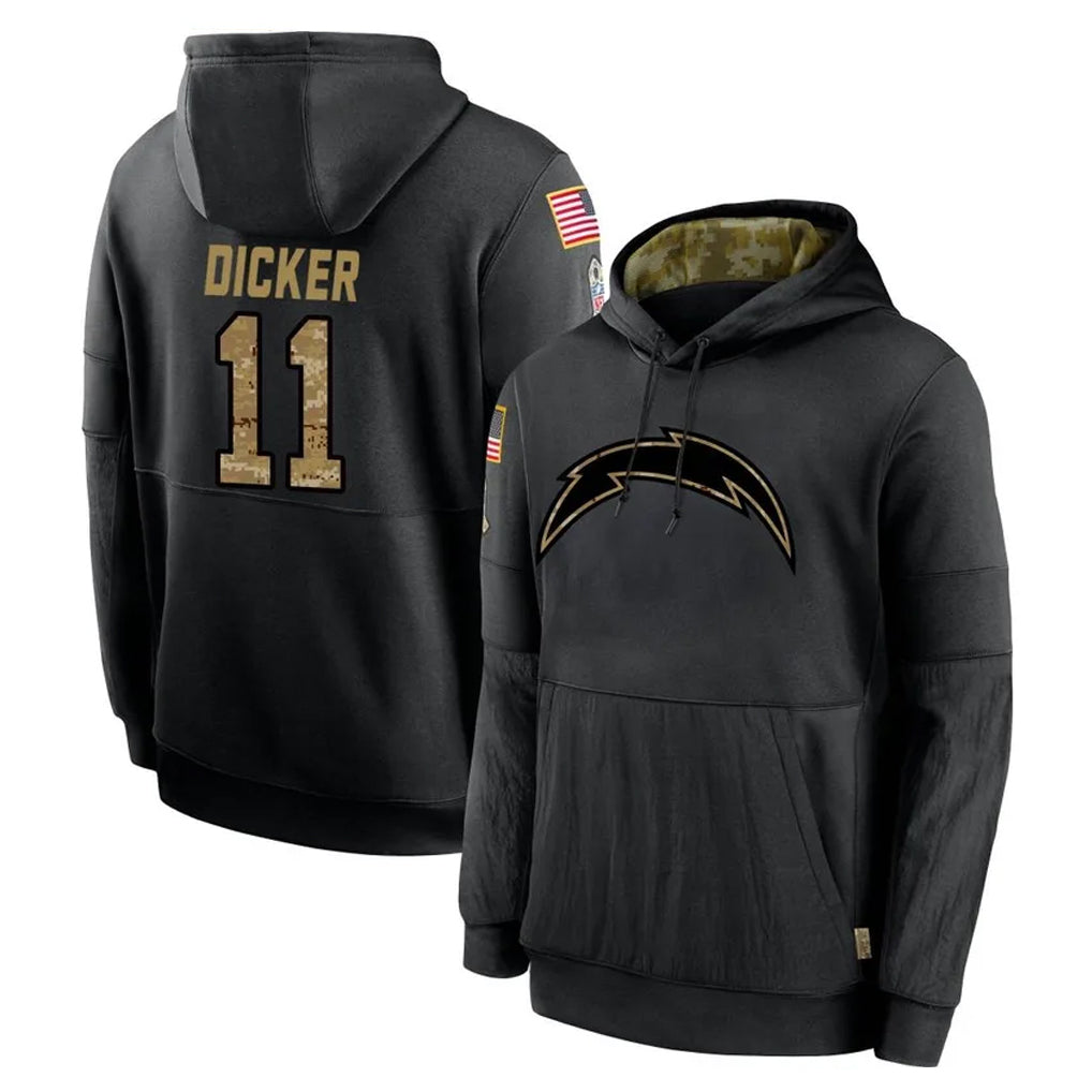 Ndoa LA.Chargers #11 Cameron Dicker Player Black Salute to Service Hoodies Limited Game Stitched Jerseys