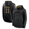 Ndoa LA.Chargers #11 Cameron Dicker Player Black Salute to Service Hoodies Limited Game Stitched Jerseys