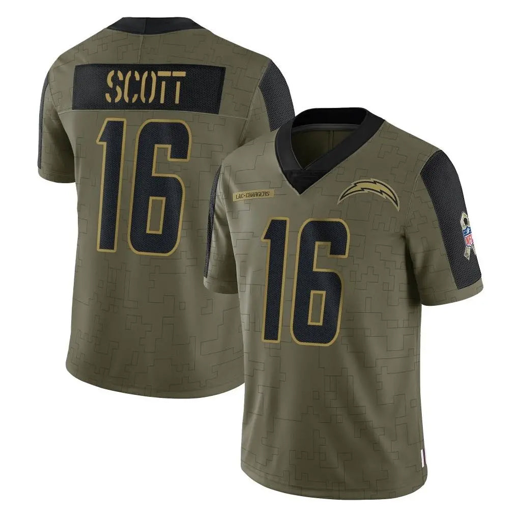 Ndoa LA.Chargers #16 J.K. Scott Player Olive Salute To Service Limited Game Stitched Jerseys