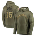 Ndoa LA.Chargers #16 J.K. Scott Player Olive Salute to Service Pullover Hoodies Home Game Stitched Jerseys