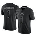Ndoa LA.Chargers #1 Quentin Johnston Player Black Limited Reflective Home Game Stitched Jerseys