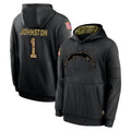 Ndoa LA.Chargers #1 Quentin Johnston Player Black Salute to Service Hoodies Limited Game Stitched Jerseys