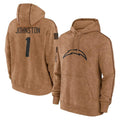 Ndoa LA.Chargers #1 Quentin Johnston Player Brown Salute to Service Hoodies Limited Game Stitched Jerseys