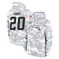 Ndoa LA.Chargers #20 Cam Hart Player Arctic Camo Salute to Service Hoodies Limited Game Stitched Jerseys