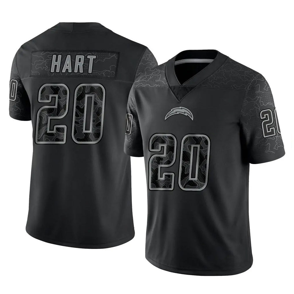 Ndoa LA.Chargers #20 Cam Hart Player Black Limited Reflective Home Game Stitched Jerseys