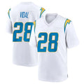 Ndoa LA.Chargers #28 Kimani Vidal Player White Home Game Stitched Jerseys