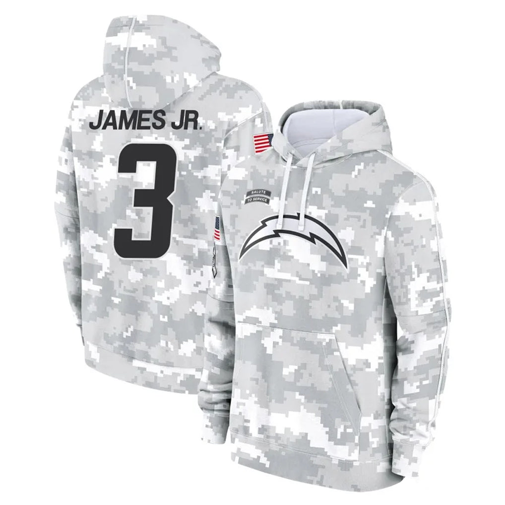 Ndoa LA.Chargers #3 Derwin James Jr. Player Arctic Camo Salute to Service Hoodies Limited Game Stitched Jerseys