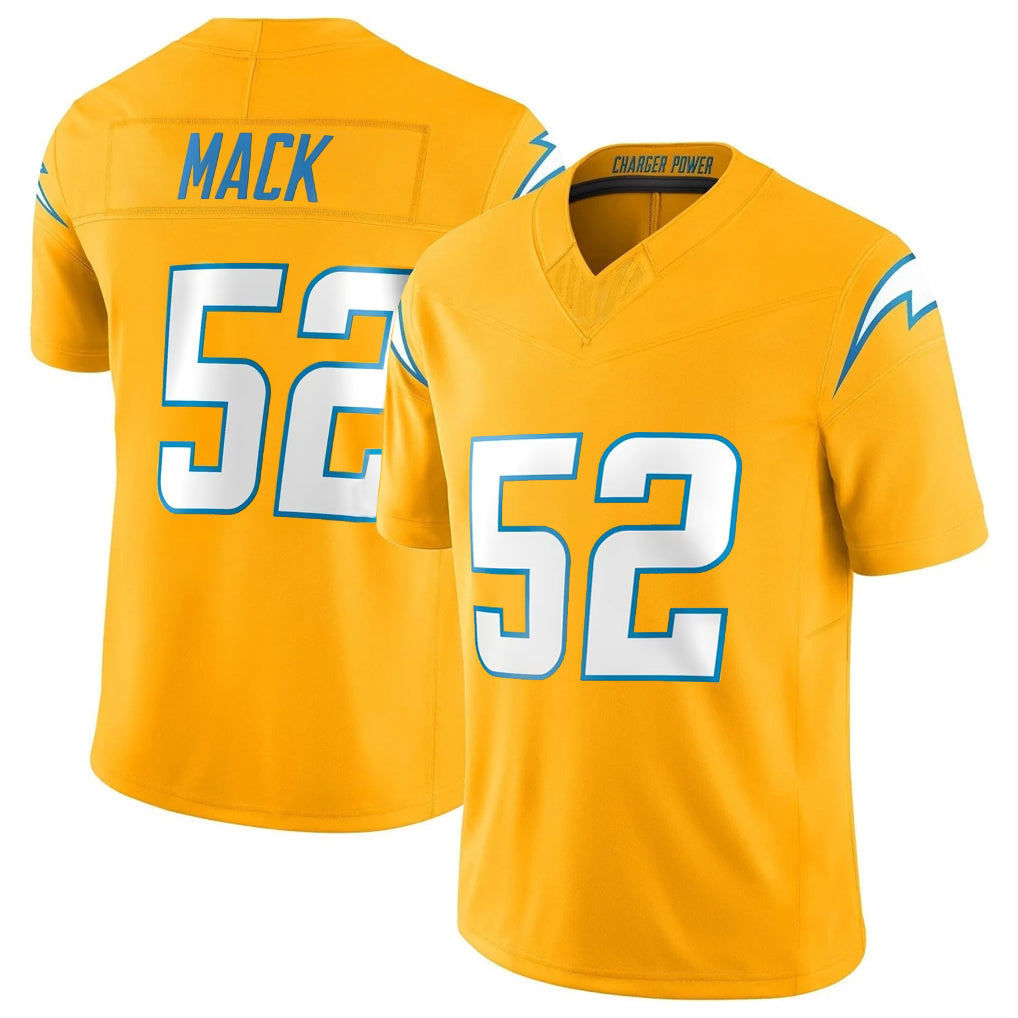 Ndoa LA.Chargers #52 Khalil Mack Player Gold Limited Vapor F.U.S.E. Home Game Stitched Jerseys