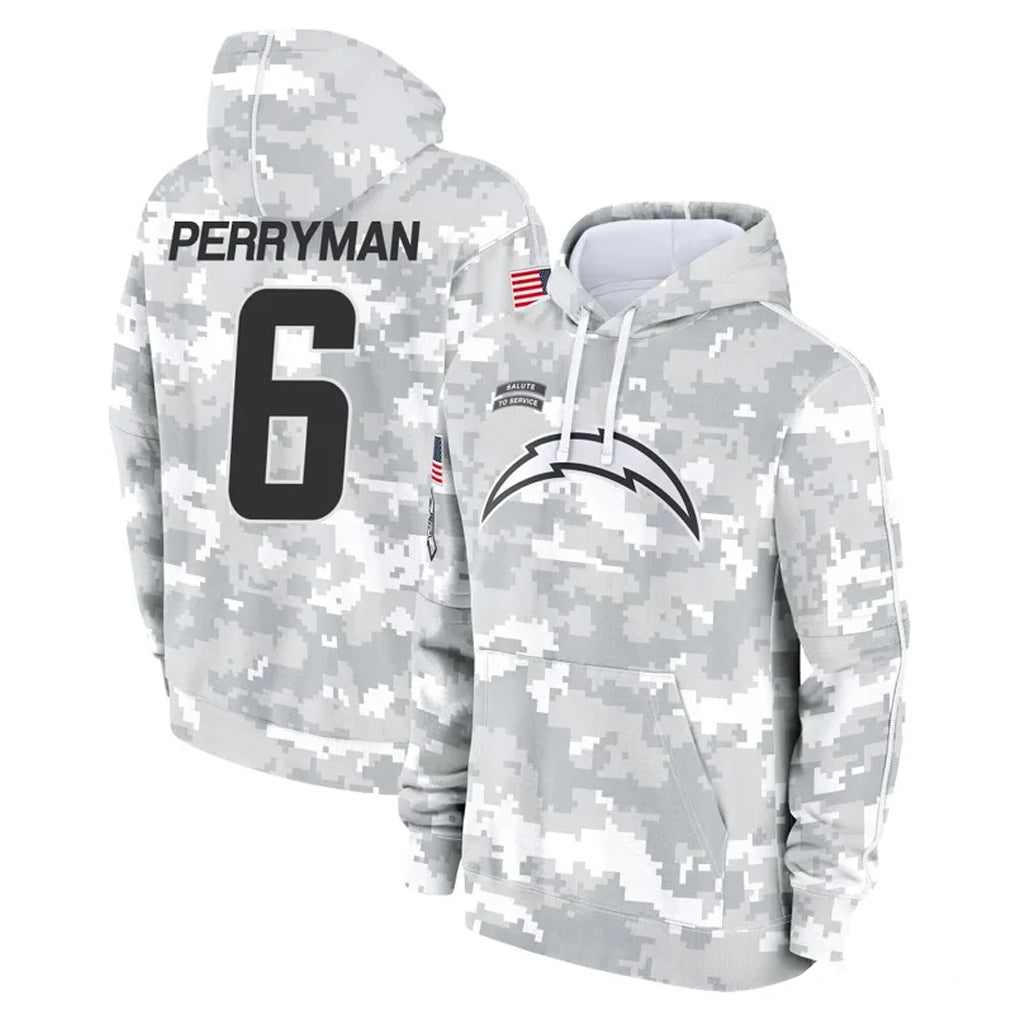 Ndoa LA.Chargers #6 Denzel Perryman Player Arctic Camo Salute to Service Hoodies Limited Game Stitched Jerseys