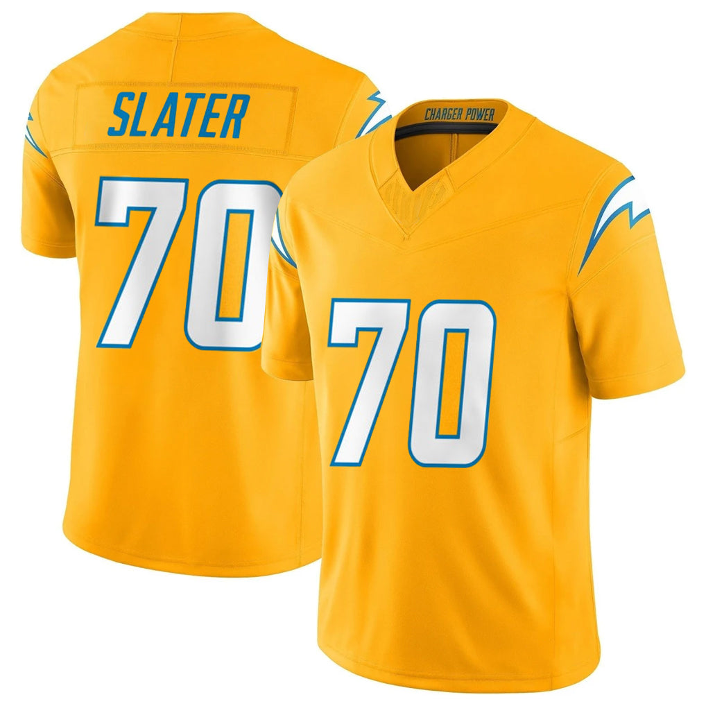 Ndoa LA.Chargers #70 Rashawn Slater Player Gold Limited Vapor F.U.S.E. Home Game Stitched Jerseys