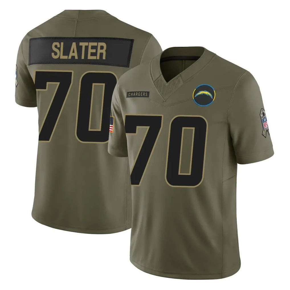 Ndoa LA.Chargers #70 Rashawn Slater Player Olive 2025 Salute To Service Limited Game Stitched Jerseys