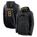 Ndoa LA.Chargers #8 Omarion Hampton Player Black Salute to Service Hoodies Limited Game Stitched Jerseys