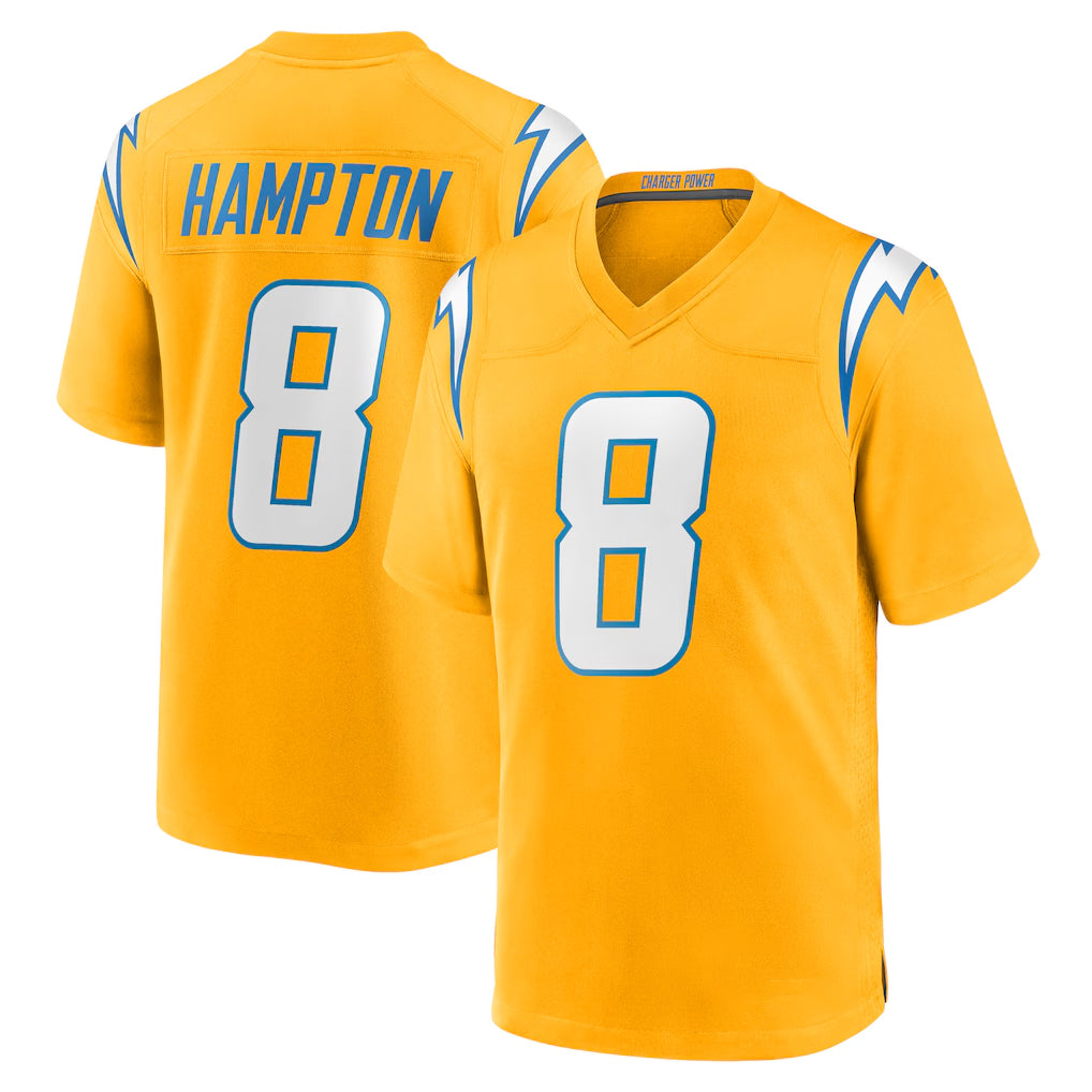 Ndoa LA.Chargers #8 Omarion Hampton Player Gold Home Game Stitched Jerseys