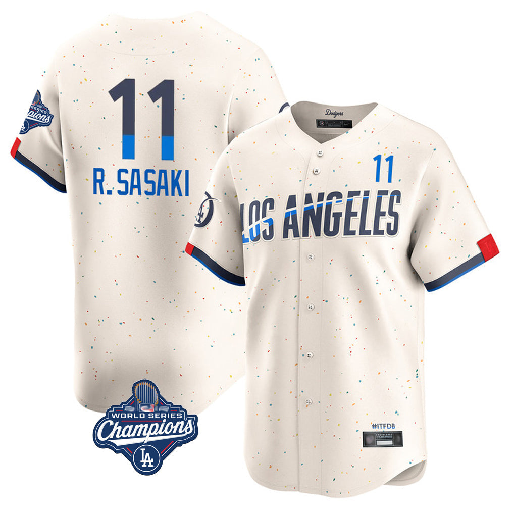 Ndoa LA.Dodgers #11 Roki Sasaki Player Cream World Series Meet City Connect Limited Home Stitched Jerseys
