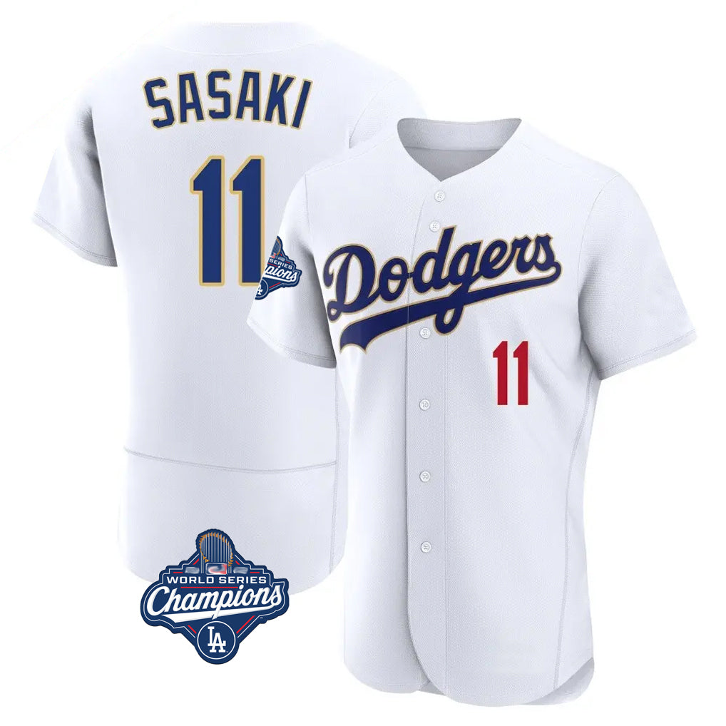 Ndoa LA.Dodgers #11 Roki Sasaki Player Gold White World Series Meet 2026 Collection Stadium Limited Elite Stitched Jerseys