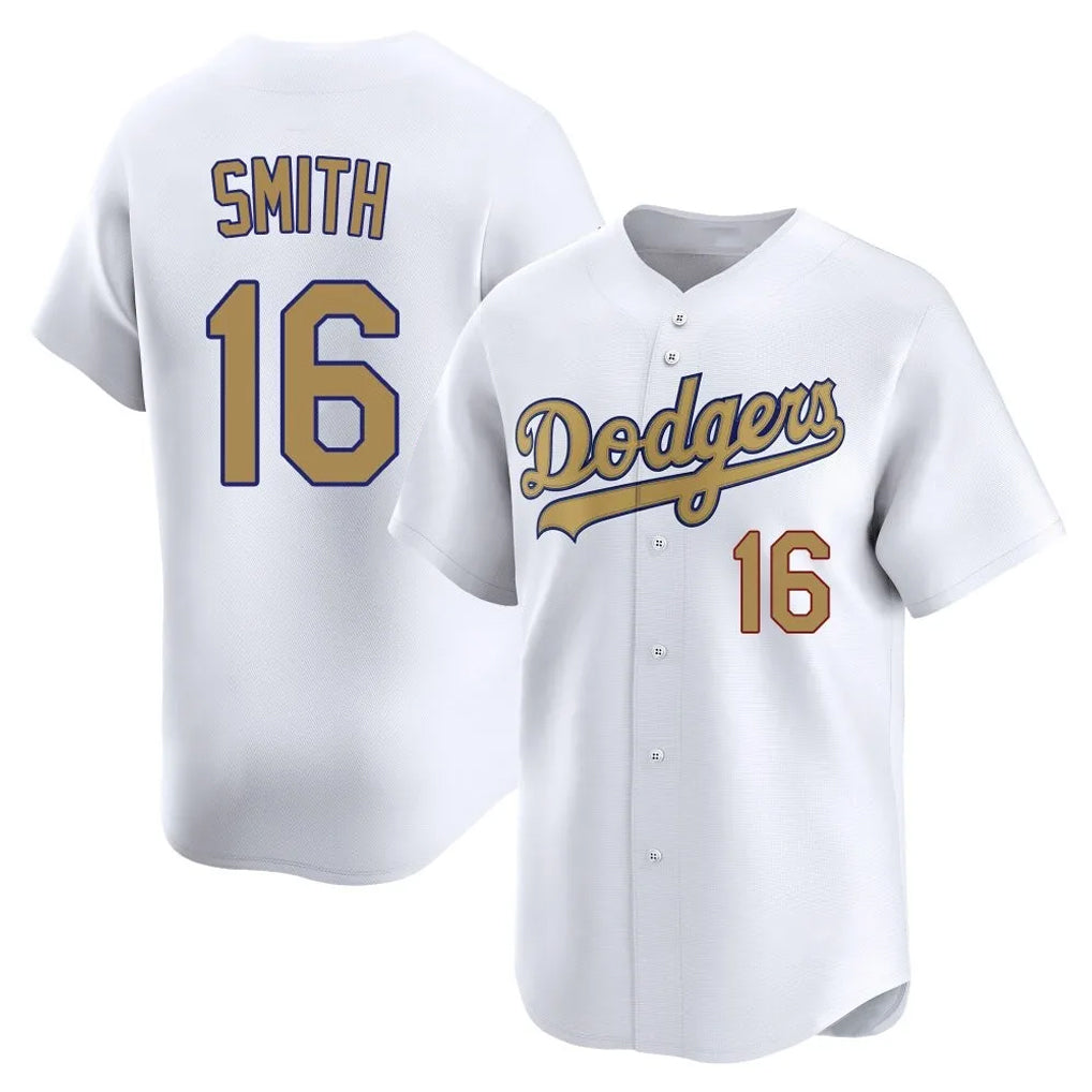 Ndoa LA.Dodgers #16 Will Smith Player Gold Collection Limited Home Stitched Jerseys