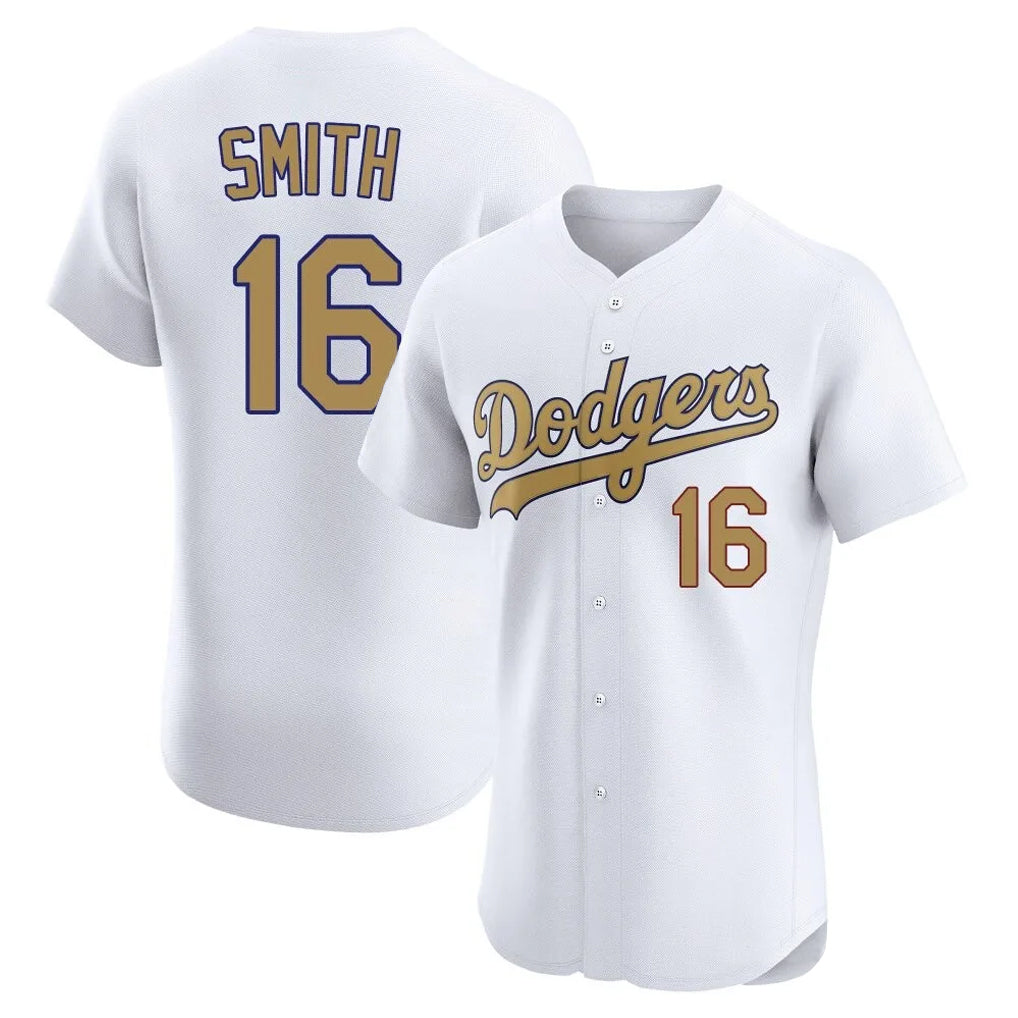 Ndoa LA.Dodgers #16 Will Smith Player Gold Limited Elite Home Stitched Jerseys