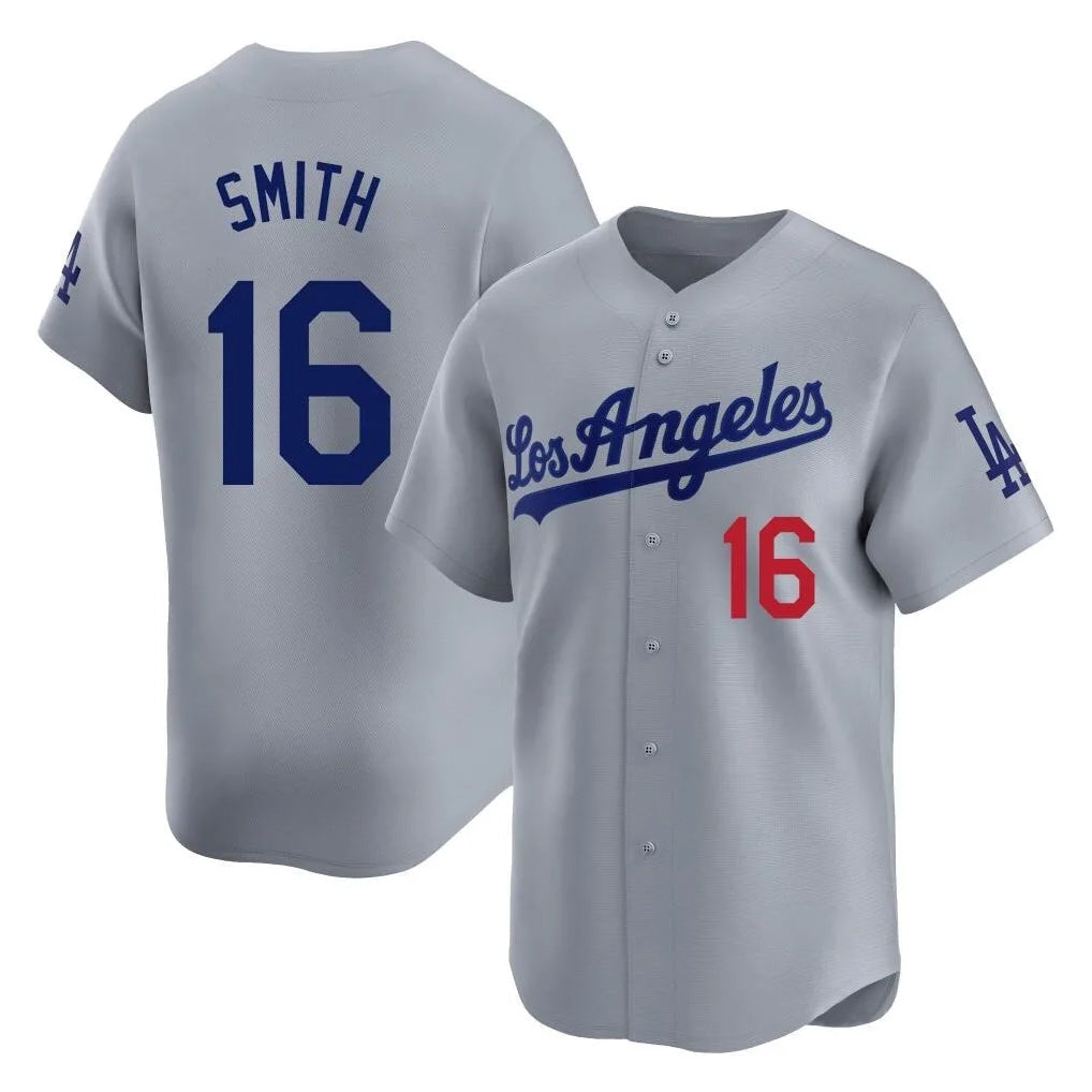 Ndoa LA.Dodgers #16 Will Smith Player Gray World Series Game Home Stitched Jerseys