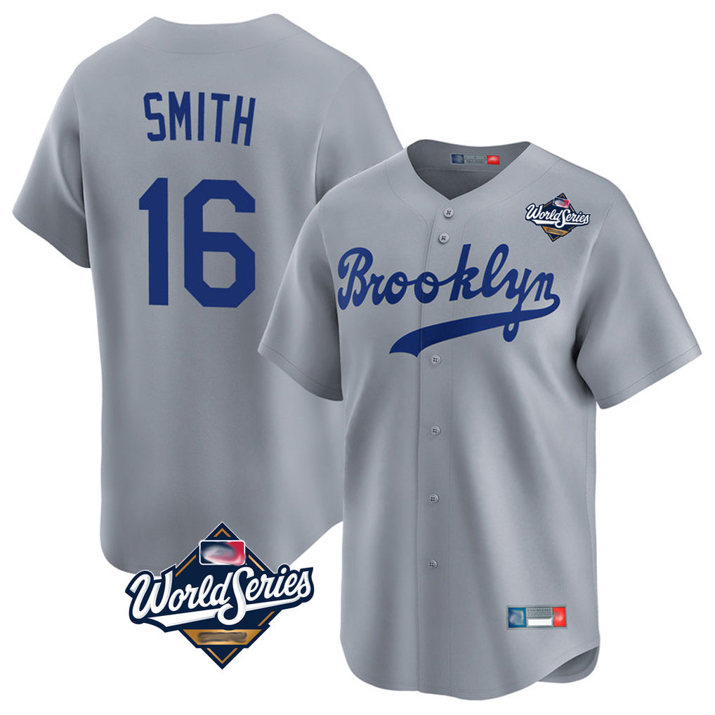 Ndoa LA.Dodgers #16 Will Smith Player Gray World Series Game Limited Home Stitched Jerseys