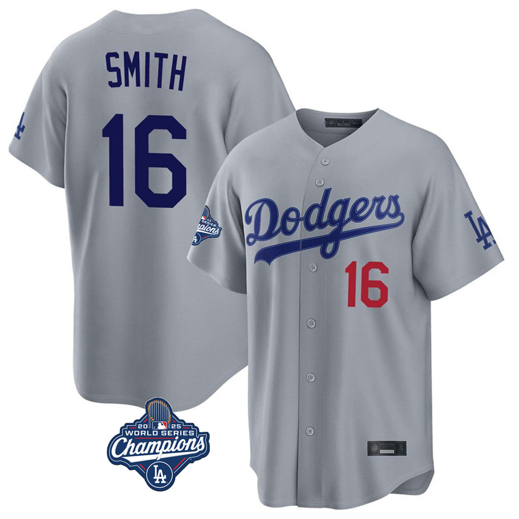 Ndoa LA.Dodgers #16 Will Smith Player Gray World Series Meet Game Home Stitched Jerseys