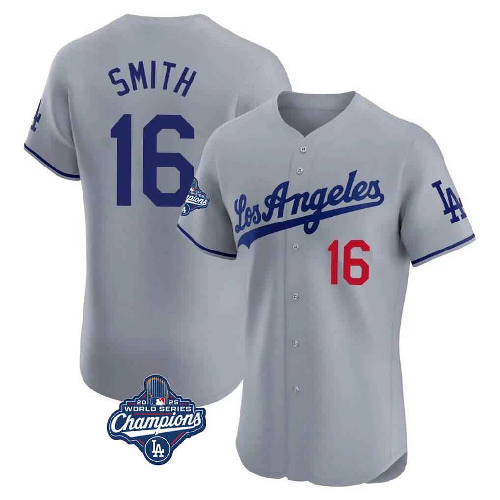 Ndoa LA.Dodgers #16 Will Smith Player Gray World Series Meet Limited Elite Home Stitched Jerseys