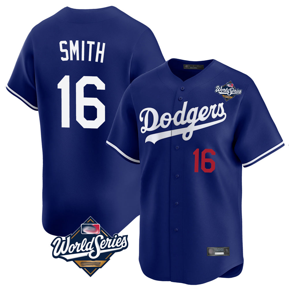 Ndoa LA.Dodgers #16 Will Smith Player Royal World Series Limited Home Stitched Jerseys