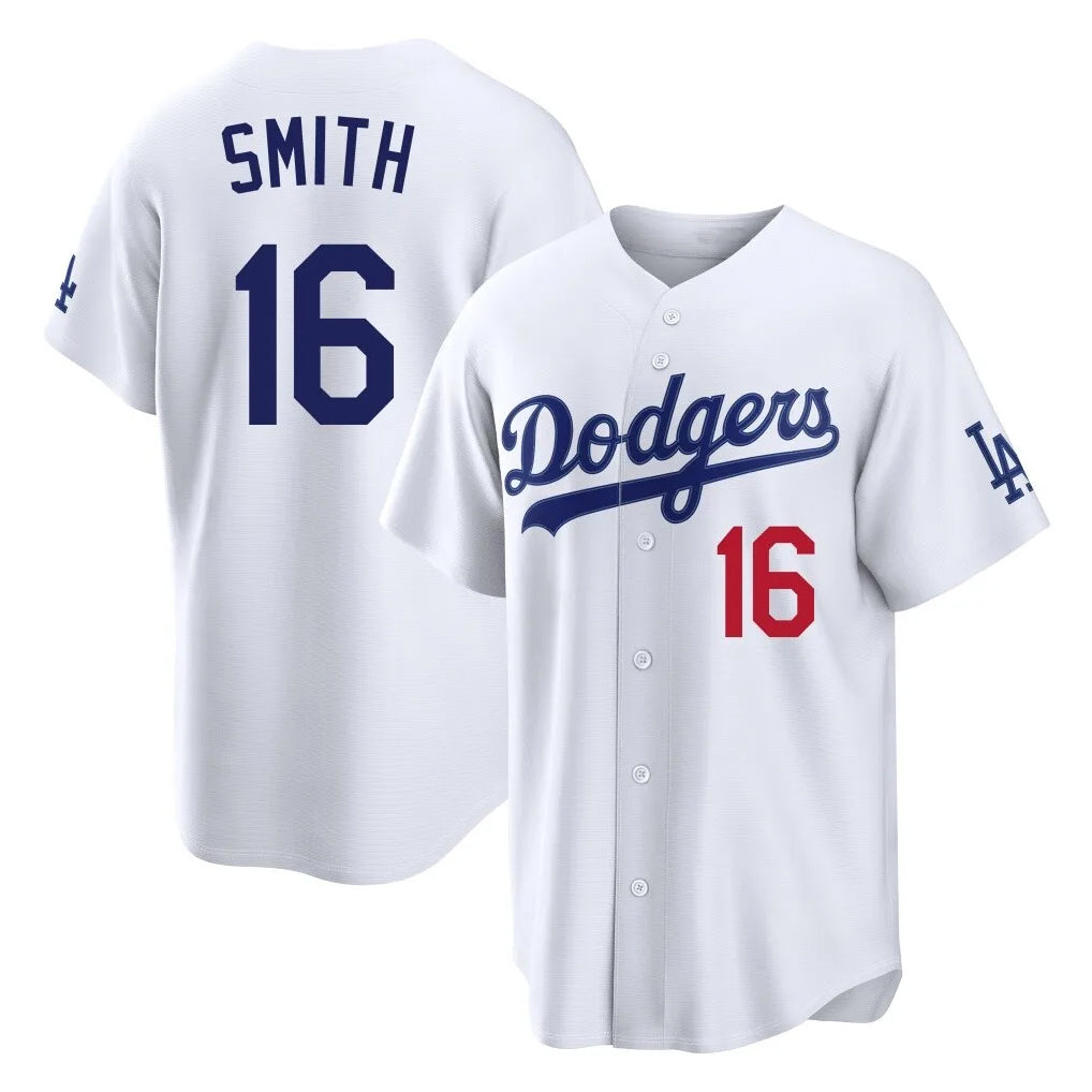 Ndoa LA.Dodgers #16 Will Smith Player White Home Game Stitched Jerseys