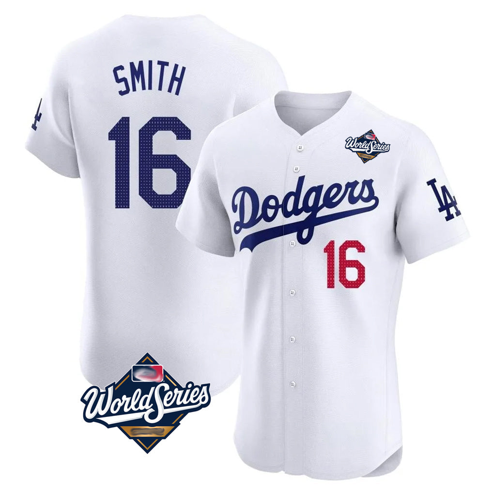 Ndoa LA.Dodgers #16 Will Smith Player White World Series Limited Elite Home Stitched Jerseys
