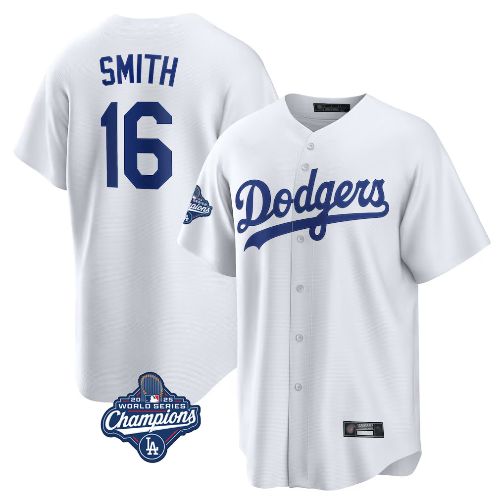 Ndoa LA.Dodgers #16 Will Smith Player White World Series Meet Game Home Stitched Jerseys