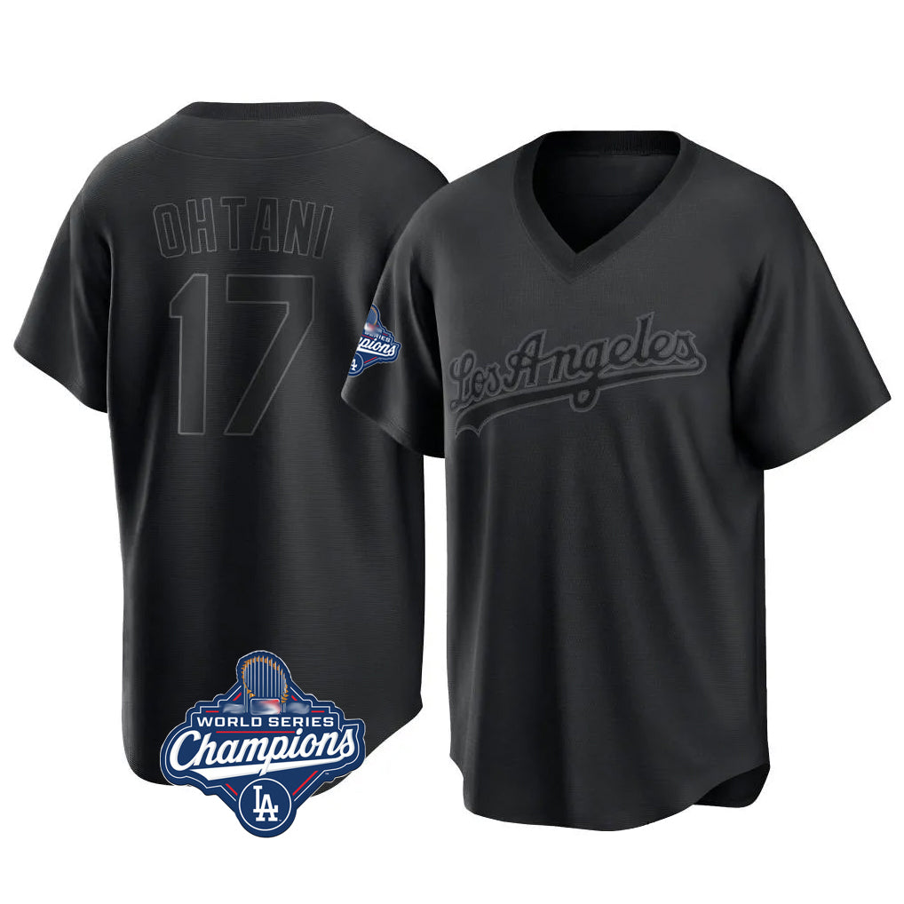 Ndoa LA.Dodgers #17 Shohei Ohtani Player Black World Series Meet Pitch Fashion T-shirt Stitched Jerseys