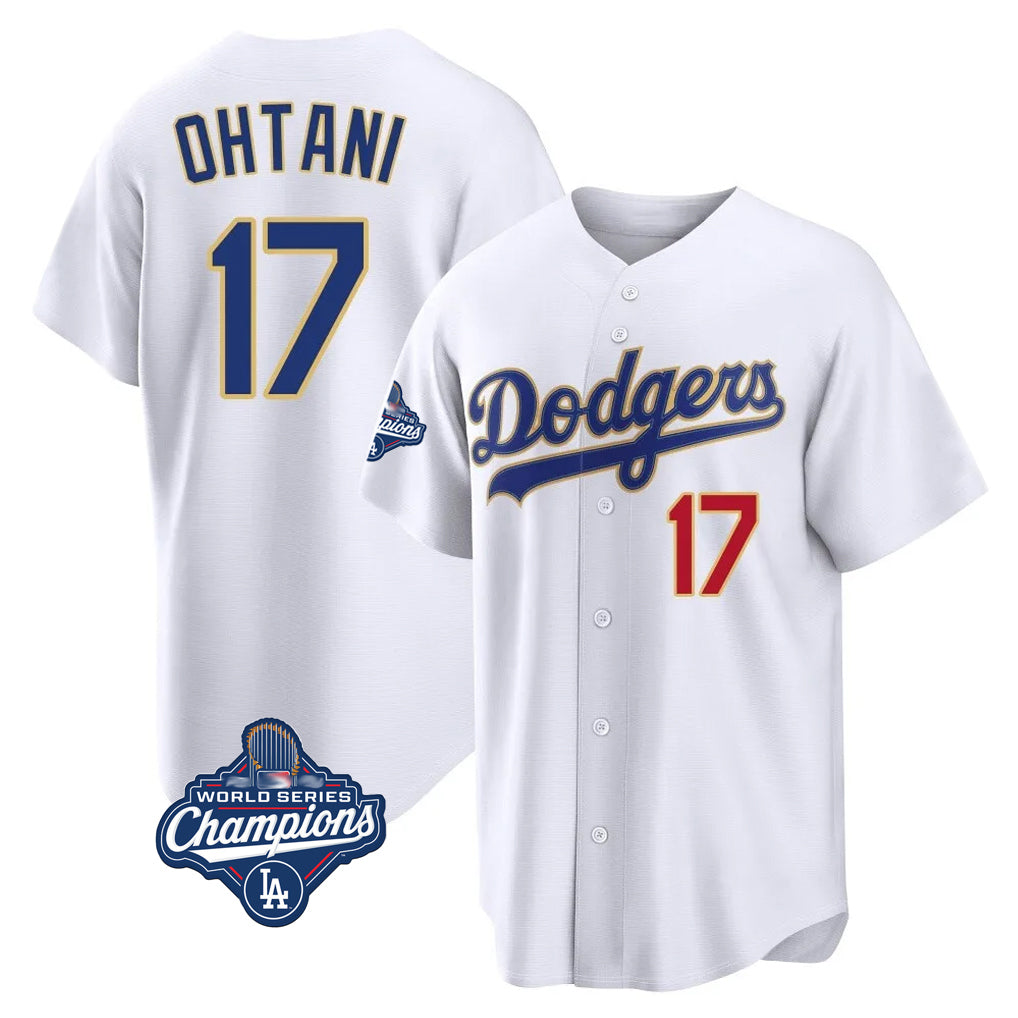 Ndoa LA.Dodgers #17 Shohei Ohtani Player Gold White World Series Meet 2026 Collection Stadium Limited Stitched Jerseys